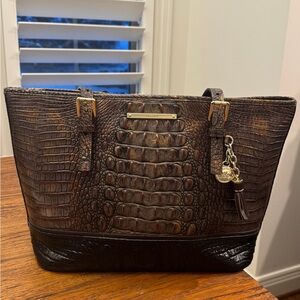 Brahmin Asher Tote-black and bronze Embossed Leatherer
